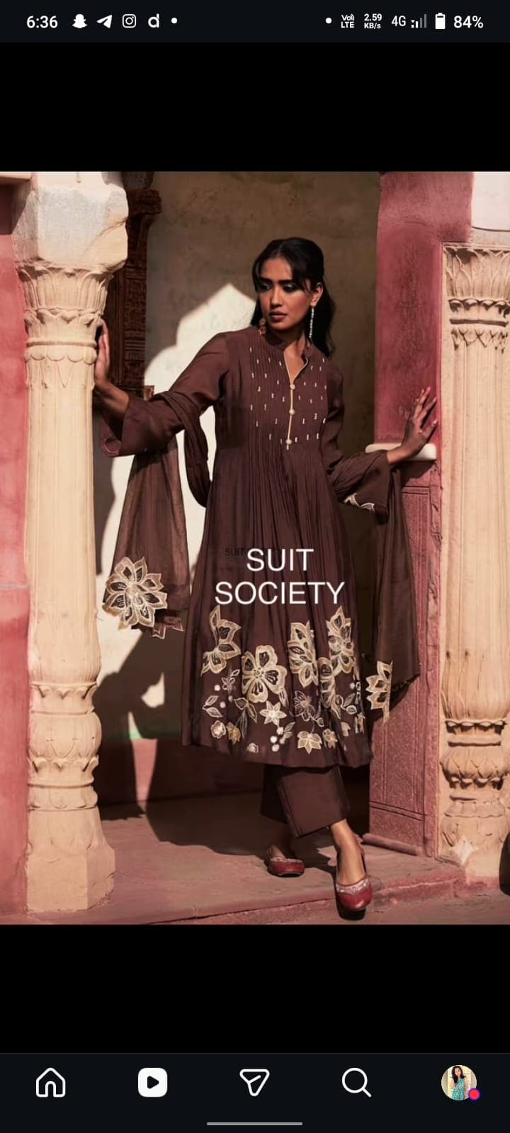 Mul Chanderi Anarkali
