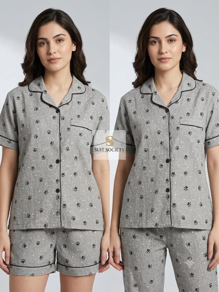 Paw Printed Night Suits