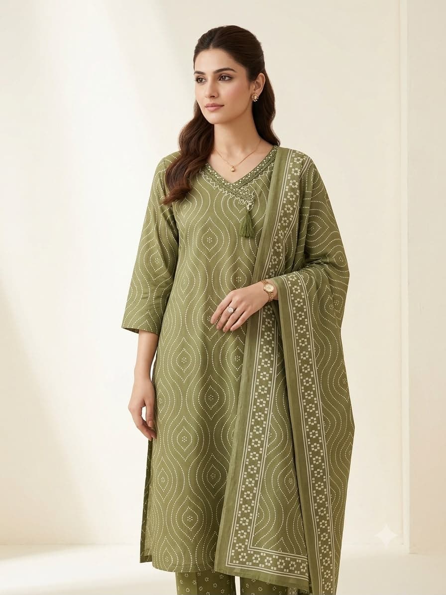 Green Bandhani Grace