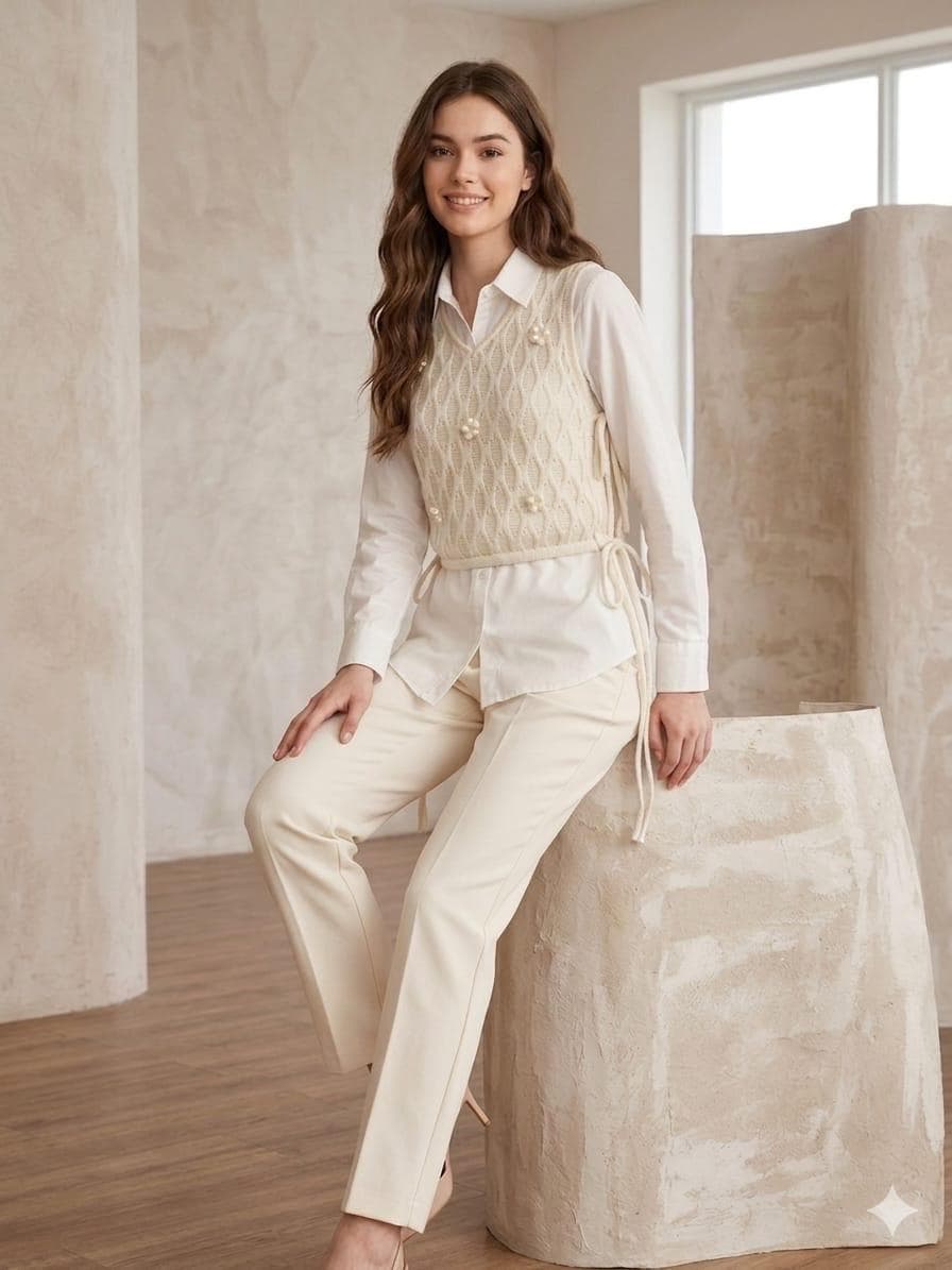 Elegant Cream Shrug Co-Ord Set
