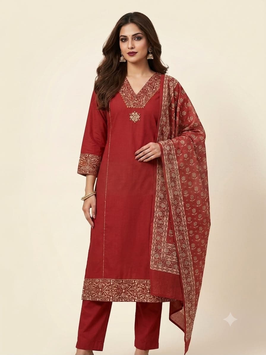 Red Straight Suit